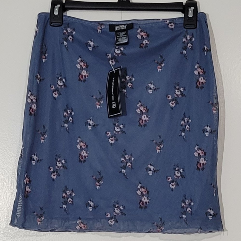 Blue Floral Mini Skirt